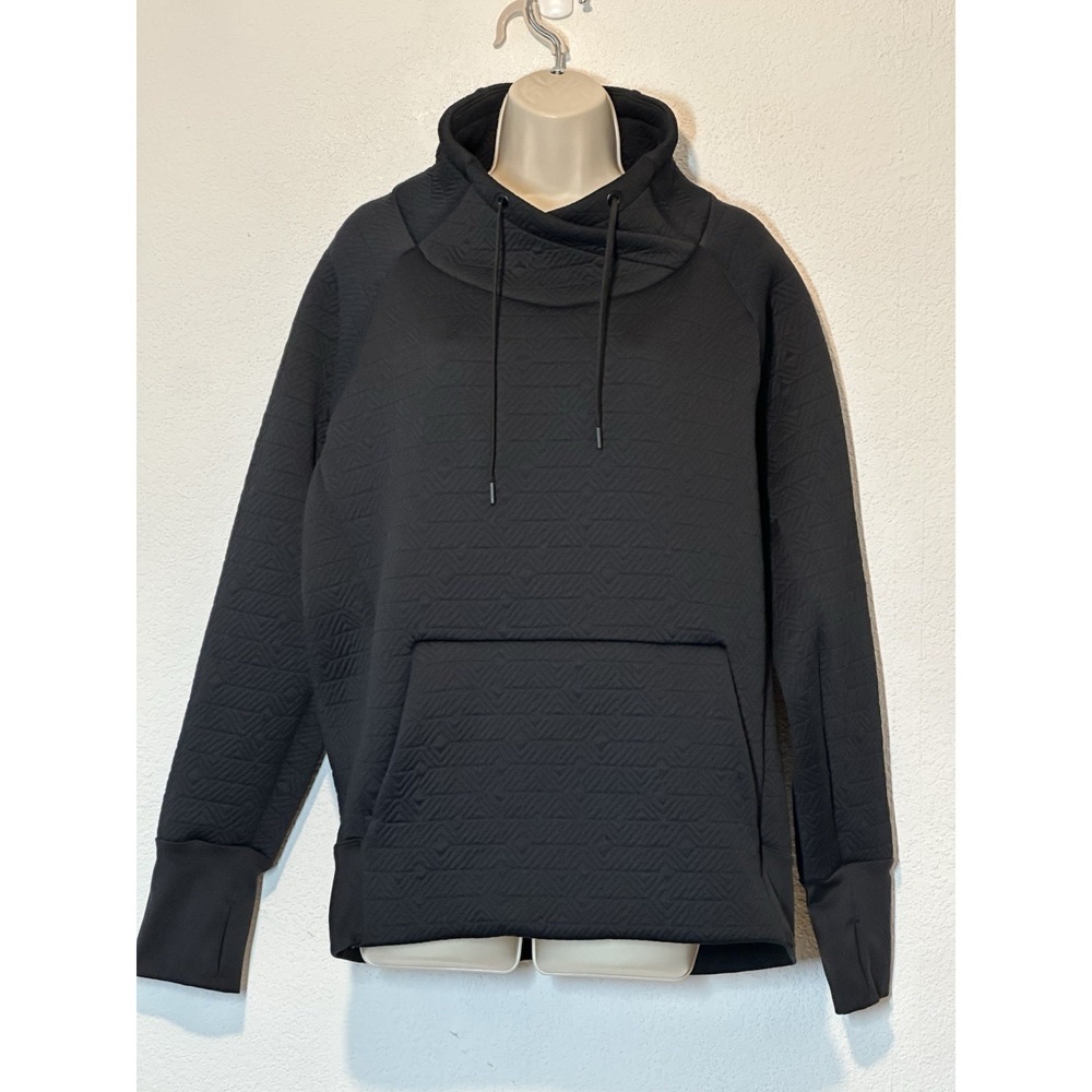 Athleta Black Jacquard Elevation Quilted Pullover Funnel Neck Sweatshirt XL